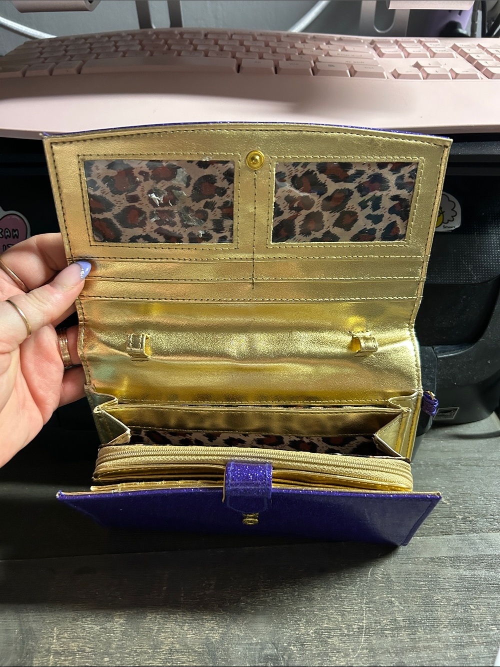 Kirk Folly Purple Glitter‎ Fold-Over Clutch Wallet - Picture 3 of 5